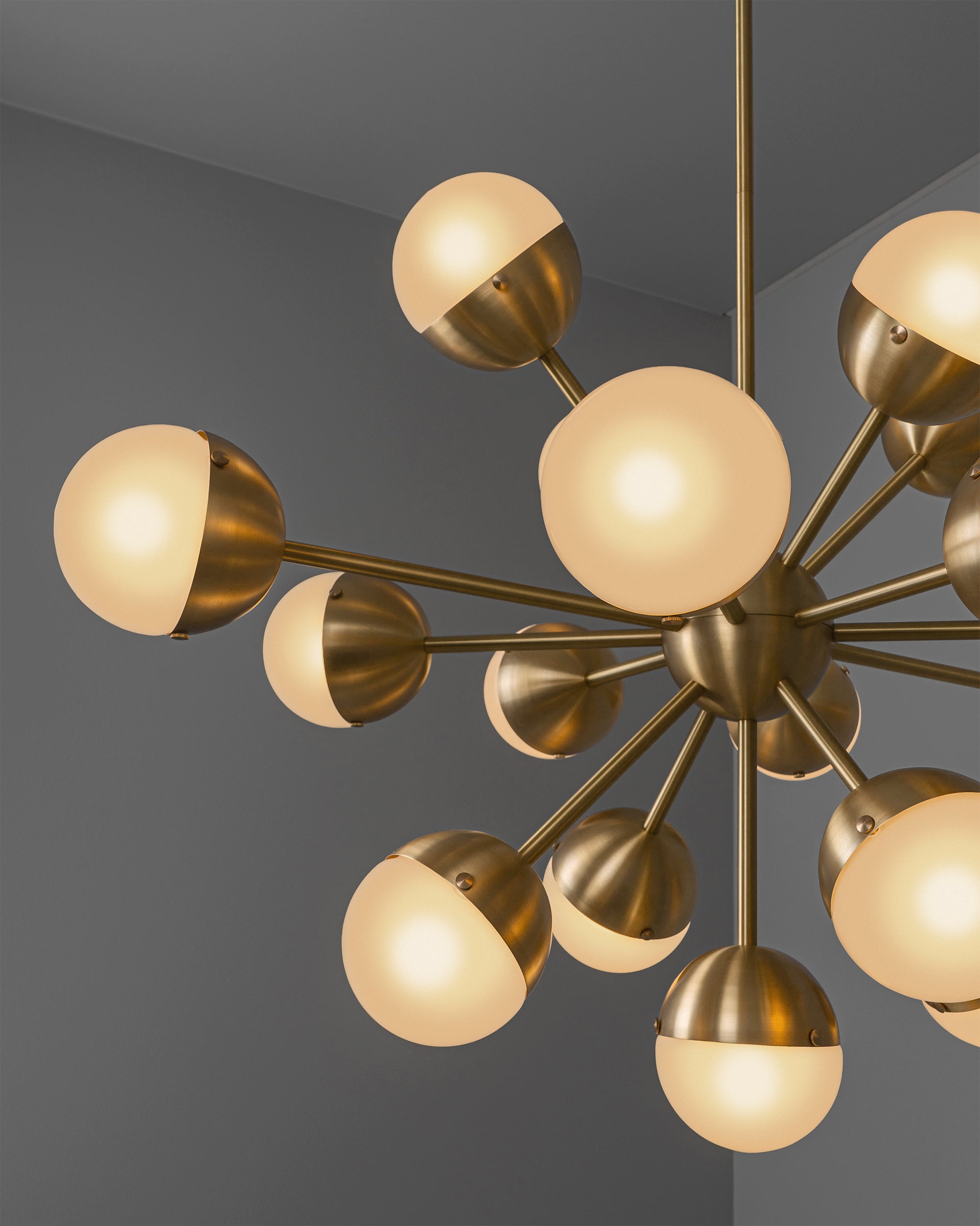 Schwung Molecule Spark Oval 17 Frosted Hemisphere Chandelier